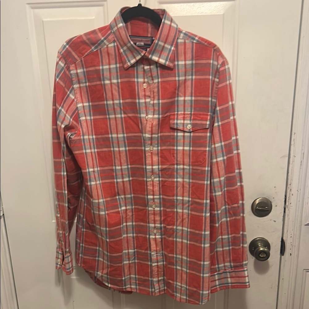 Vineyard Vines Red and White Casual Button Down Shirt